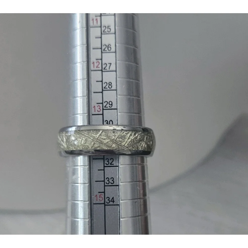 Meteorite Ring Engagement Wedding Tungsten Carbide Men's Band‎ Size 13.75